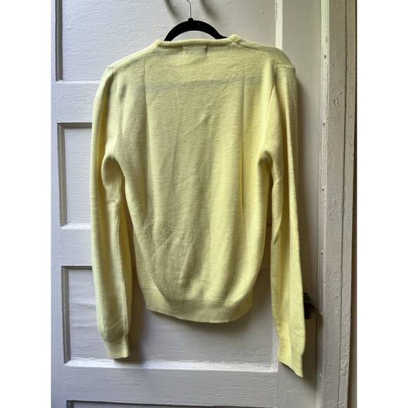 Vtg 60s Mens Retro Yellow Grandpacore Wool Sweater Size S Preppy Mod Academia - Picture 2 of 5